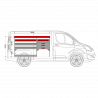 Aménagement métal Ford Custom L1 - ZEVIM Standard rouge - côté gauche - vue dans utilitaire et dimensions