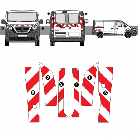 Kit de balisage rouge et blanc - Nissan NV300 2016-2021 Classe A